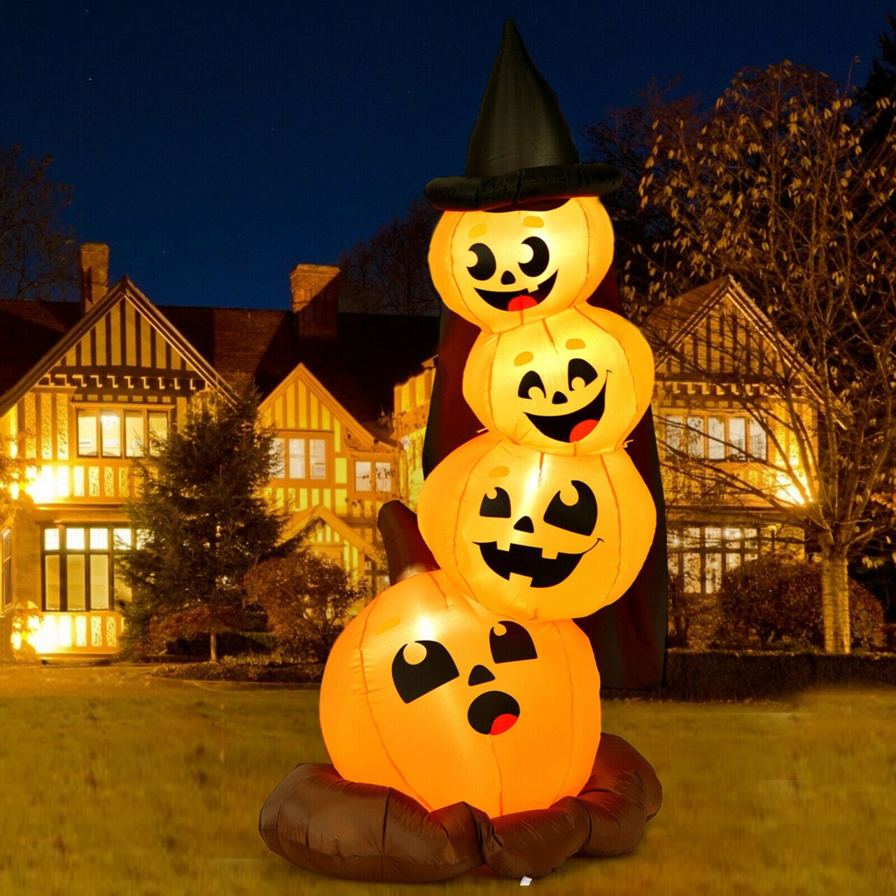 7Ft Inflatable Pumpkin Combo Halloween Decoration W/ Built-In Led Lights
